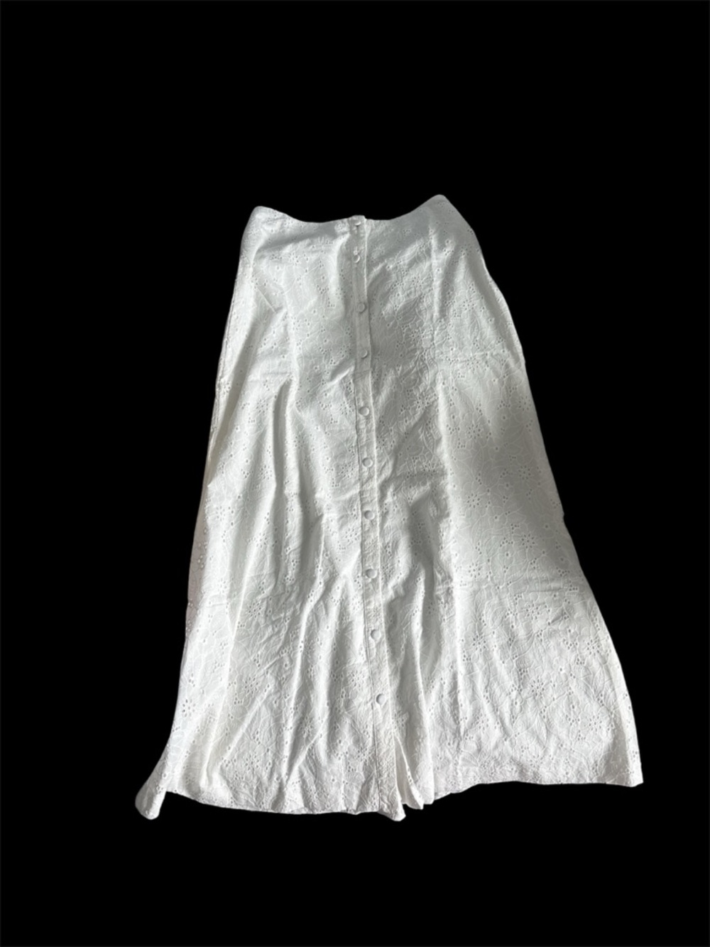 Olivaceous White Button-Front Eyelet Maxi Skirt